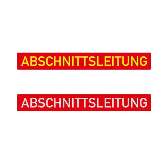 Magnetschild &bdquo;ABSCHNITTSLEITUNG&ldquo;, retroreflektierend, 1.180 x 150 mm